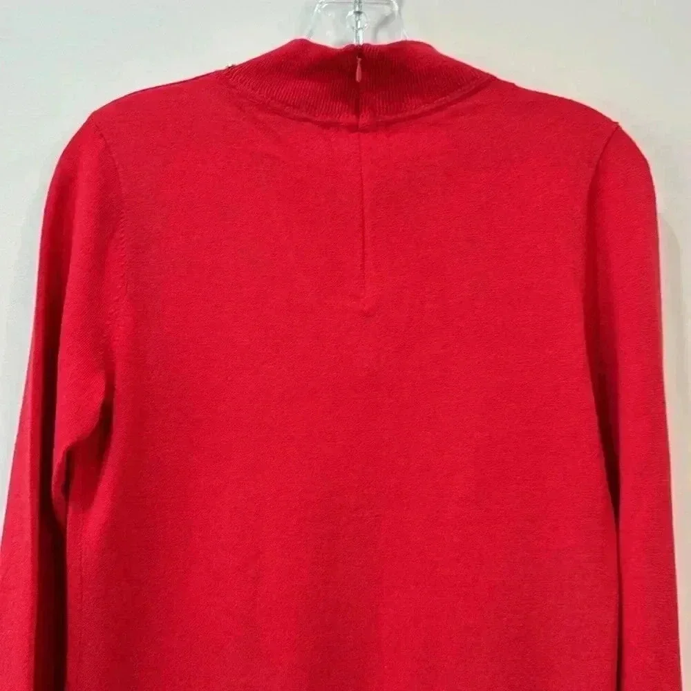 Michael Kors Women’s Red Mock Neck Studded Collar Sweater Size S